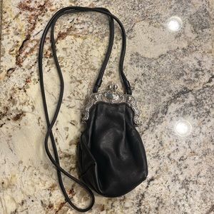 Brighton One World Black Crossbody “Stacy” Kiss-lock Purse